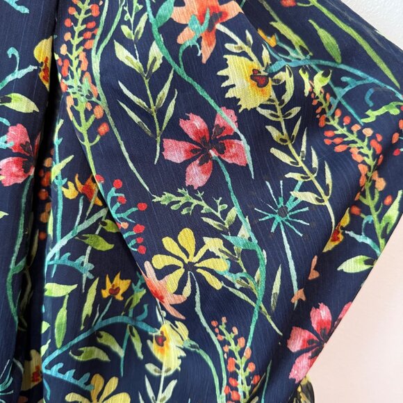 Jason Wu Eloquii Floral Halter Maxi Dress Sheer Overlay Navy Lining Lightweight - Picture 3 of 9